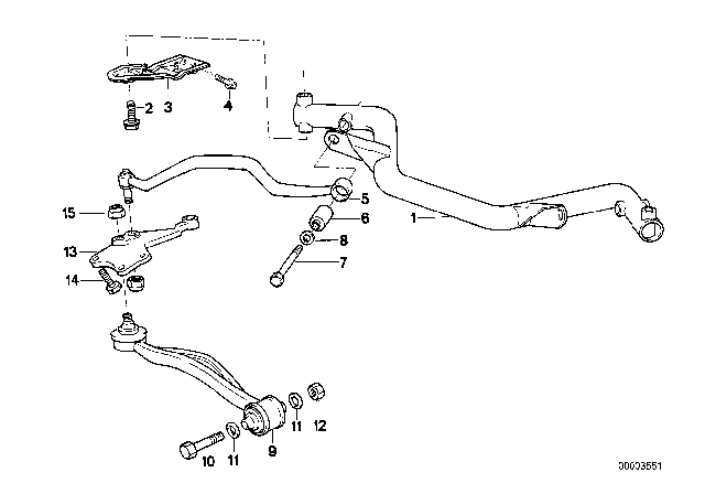 1993 BMW 850Ci Cross Member Diagram for 31121135605