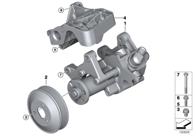 2009 BMW X5 Power Steering Pump Diagram for 32416796458