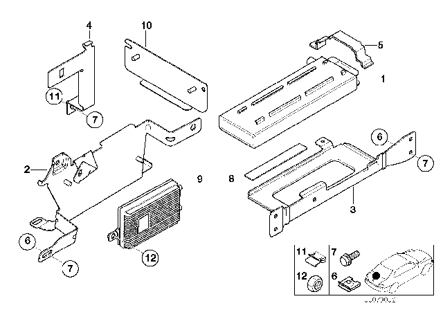 2006 BMW M3 Single Parts, SA 632, Trunk Diagram