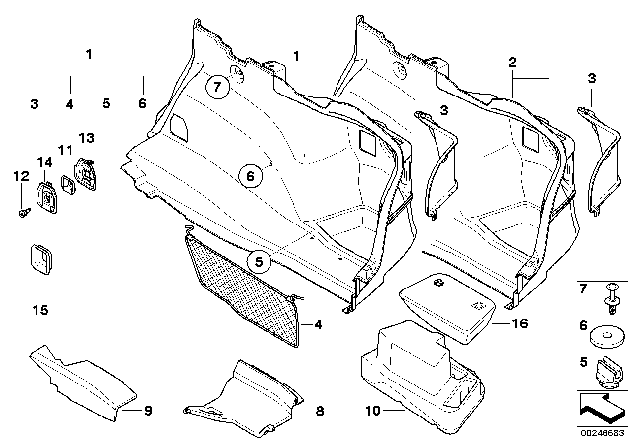 2010 BMW 128i Trunk Trim Panel Diagram 1