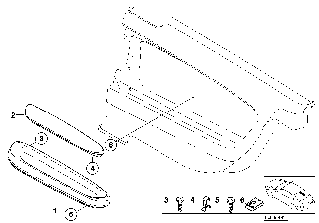 2001 BMW M3 Armrest, Rear Diagram