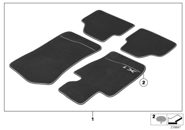 2014 BMW X1 Floor Mats Diagram 1