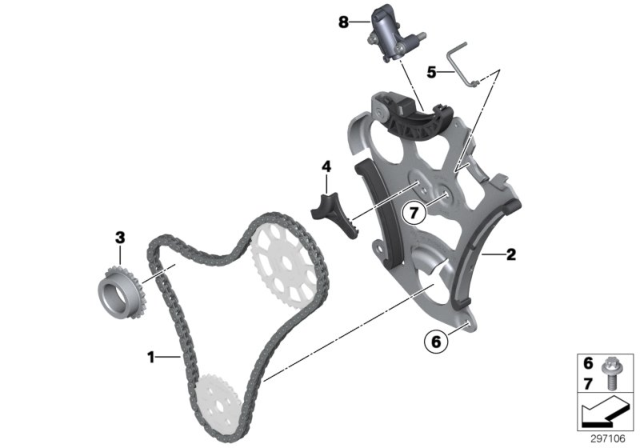 2011 BMW X5 Timing Chain Tensioner Diagram for 11417618943