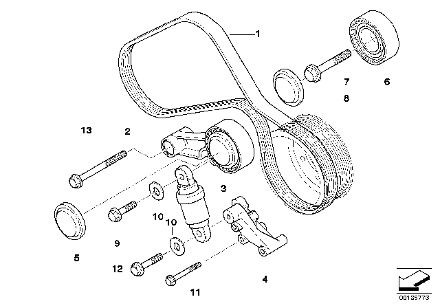 2007 BMW M6 Protection Cap Adjusting Pulley Diagram for 11287835996