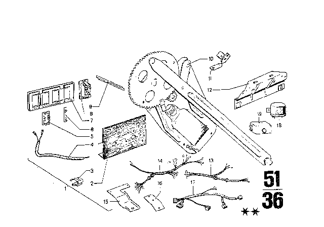 1970 BMW 2800 Door Window Lifting Mechanism Diagram 1