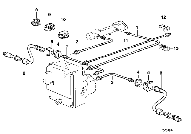 1995 BMW 525i Brake Pipe Front ABS Diagram 2