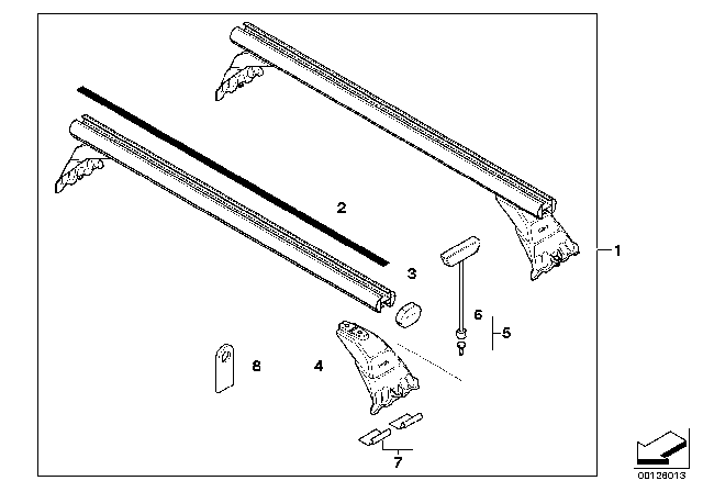 1999 BMW 528i Roof Rack Diagram 1