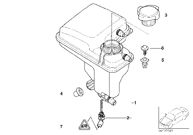 2007 BMW 750i Cooling Water Expansion Tank Diagram