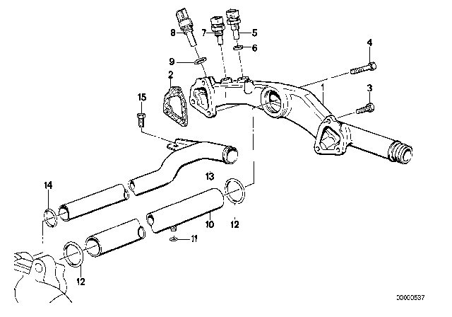 1992 BMW 850i Cooling System Pipe Diagram