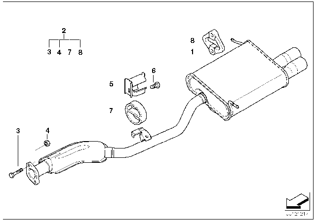 1998 BMW Z3 Set Of Add-On Parts, Silencer Diagram for 18210146610