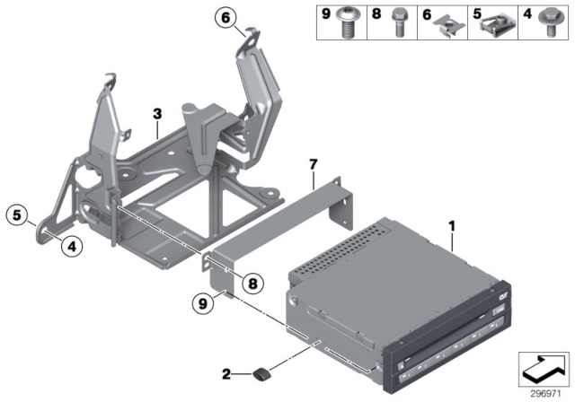 2014 BMW 328d xDrive DVD Changer/Bracket Diagram