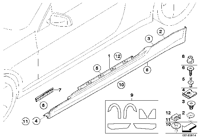 2010 BMW 650i Door Sill Cover, Primed Right Diagram for 51777181988