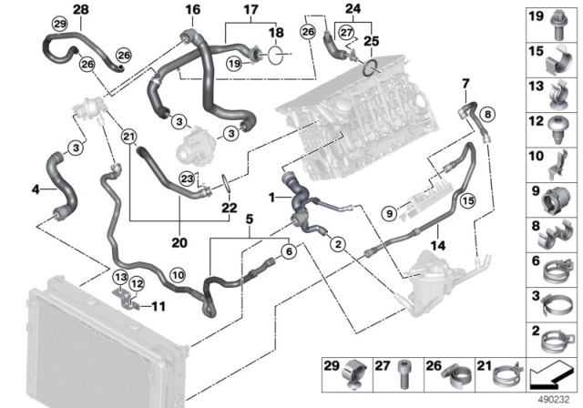 2015 BMW 640i Cooling System Coolant Hoses Diagram 4