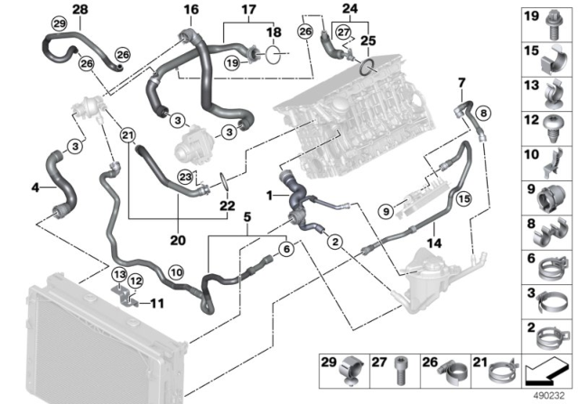 2013 BMW 740i Cooling System Coolant Hoses Diagram 4