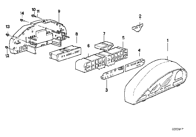 1996 BMW 840Ci Control Symbol Light Right Diagram for 62111392980