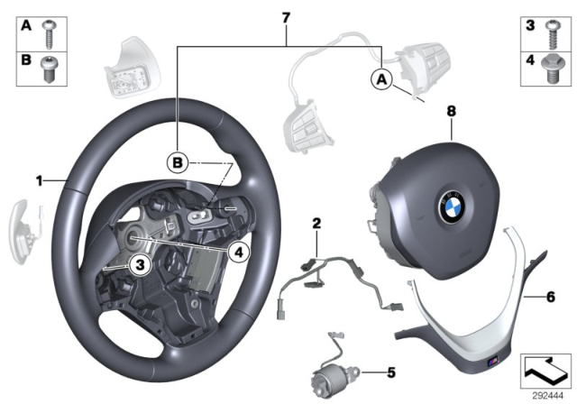 2017 BMW 230i Sport Steering Wheel, Airbag, Multifunction / Paddles Diagram 1