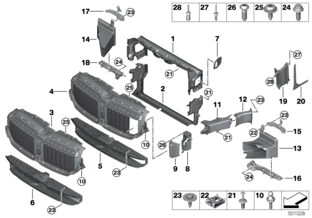 2020 BMW 740i AIR DUCT, RADIATOR, TOP Diagram for 51747475261