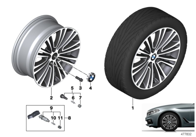 2019 BMW 530e BMW LA Wheel, Double Spoke Diagram 1