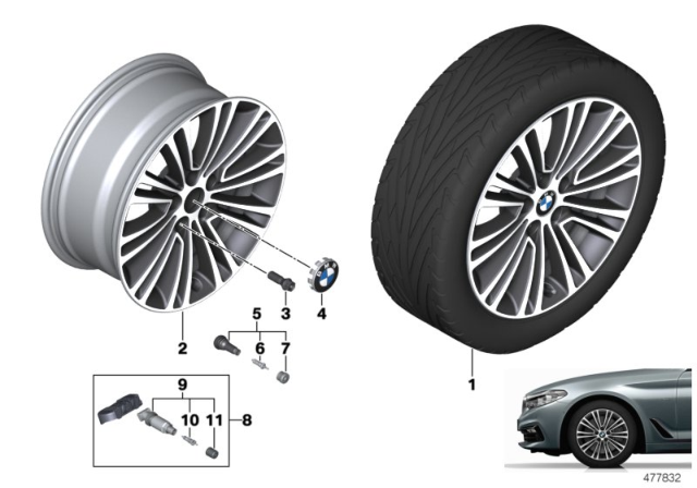 2018 BMW 540d xDrive BMW LA Wheel, Double Spoke Diagram 1