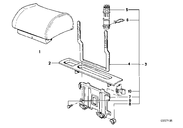 1989 BMW 735i Headrest, Rear Diagram