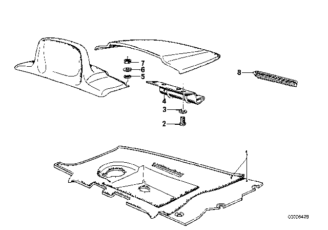 1984 BMW 633CSi Rear Window Shelf Diagram