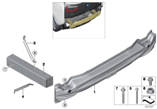 2015 BMW i3 Carrier, Bumper Rear Diagram for 51127296780