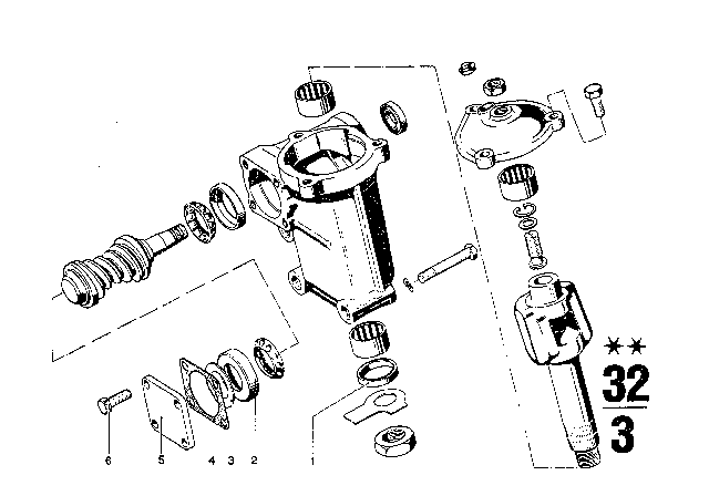 1975 BMW 3.0Si Steering Box Single Components Diagram 2