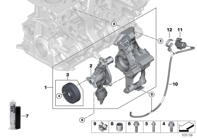 2018 BMW 230i Cooling System - Coolant Pump Diagram