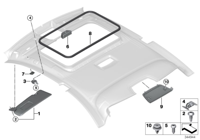 2015 BMW 228i Mounting Parts, Roofliner Diagram
