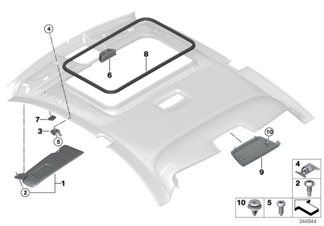 2017 BMW M2 Mounting Parts, Roofliner Diagram