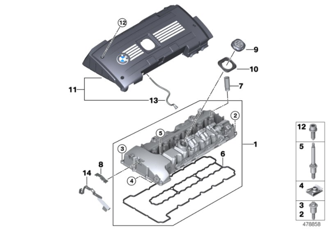 2011 BMW 740i Profile-Gasket Diagram for 11127565286