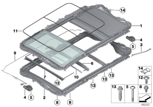 2014 BMW 328i xDrive Panorama Glass Roof Diagram 1