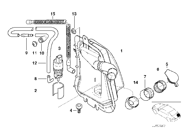 2005 BMW 325i Single Parts For Rear Window Cleaning Diagram