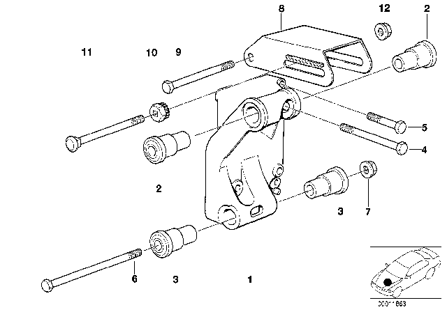 1991 BMW 318is Supporting Bracket Diagram for 12311717589