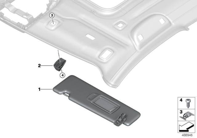 2018 BMW X2 Sun Visor, Right Diagram for 51167429922