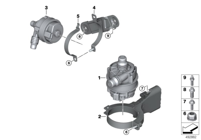 2019 BMW 330i xDrive Electric Water Pump / Mounting Diagram