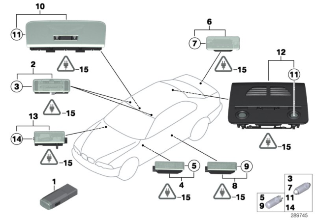 2008 BMW M3 Various Interior Lights Diagram