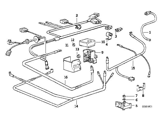 1994 BMW 530i Plus Pole Battery Cable Diagram for 12421704571