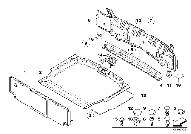 2004 BMW 325Ci Trunk Trim Panel Diagram