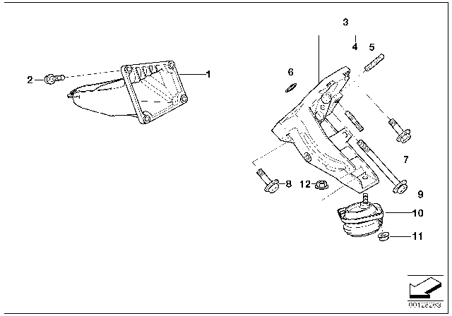 2003 BMW 540i Right Engine Support Mounting Bracket Diagram for 22111091946