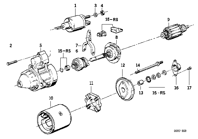 1991 BMW 535i Starter Parts Diagram