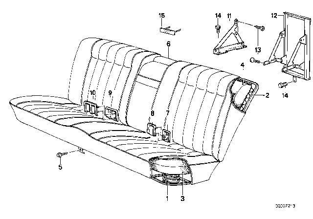 1985 BMW 524td Seat Spring Frame / Frame Pad Rear Diagram