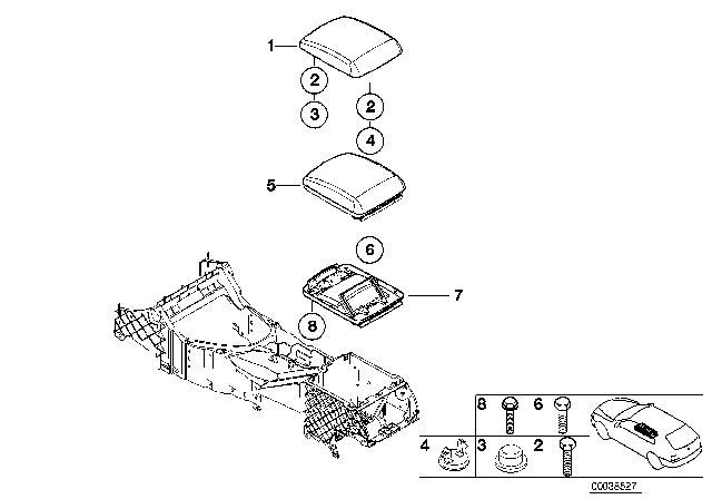 2004 BMW X5 Armrest, Centre Console Diagram 1