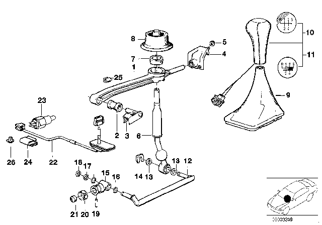 1992 BMW M5 Leather Shifter Boot Diagram for 25111222183