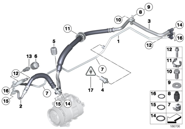 2010 BMW Z4 Suction Pipe Evaporator-Compressor Diagram for 64509224835