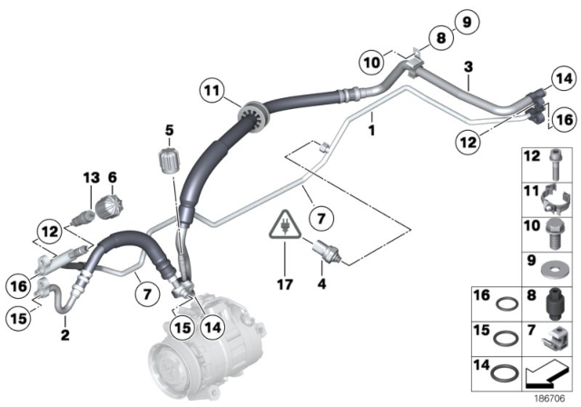 2010 BMW Z4 Pressure Hose, Compressor-Condenser Diagram for 64509224834