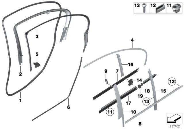 2010 BMW 550i Cover, Column B, Door, Rear Left Diagram for 51357182293