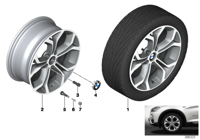 2015 BMW X3 Light Alloy Rim Ferricgrey Diagram for 36116862889