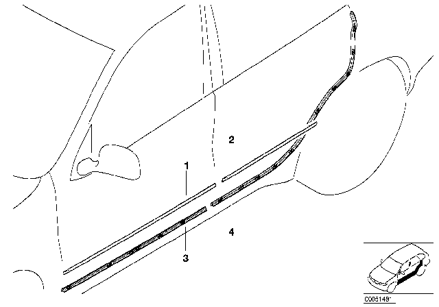 2002 BMW X5 Moulding Door Rear Right Diagram for 51138402654