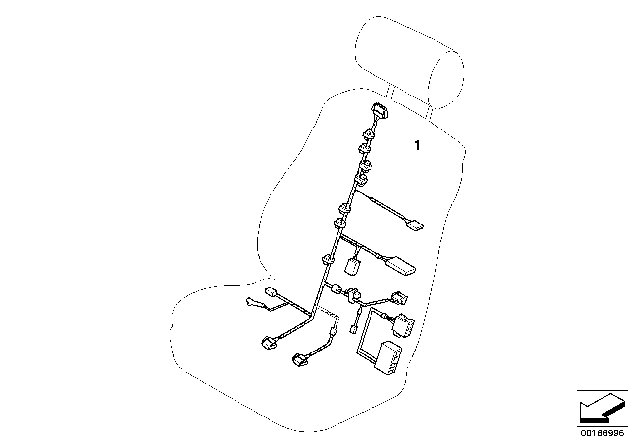 2009 BMW X5 Wiring Harness, Basic / Sport Seat Diagram